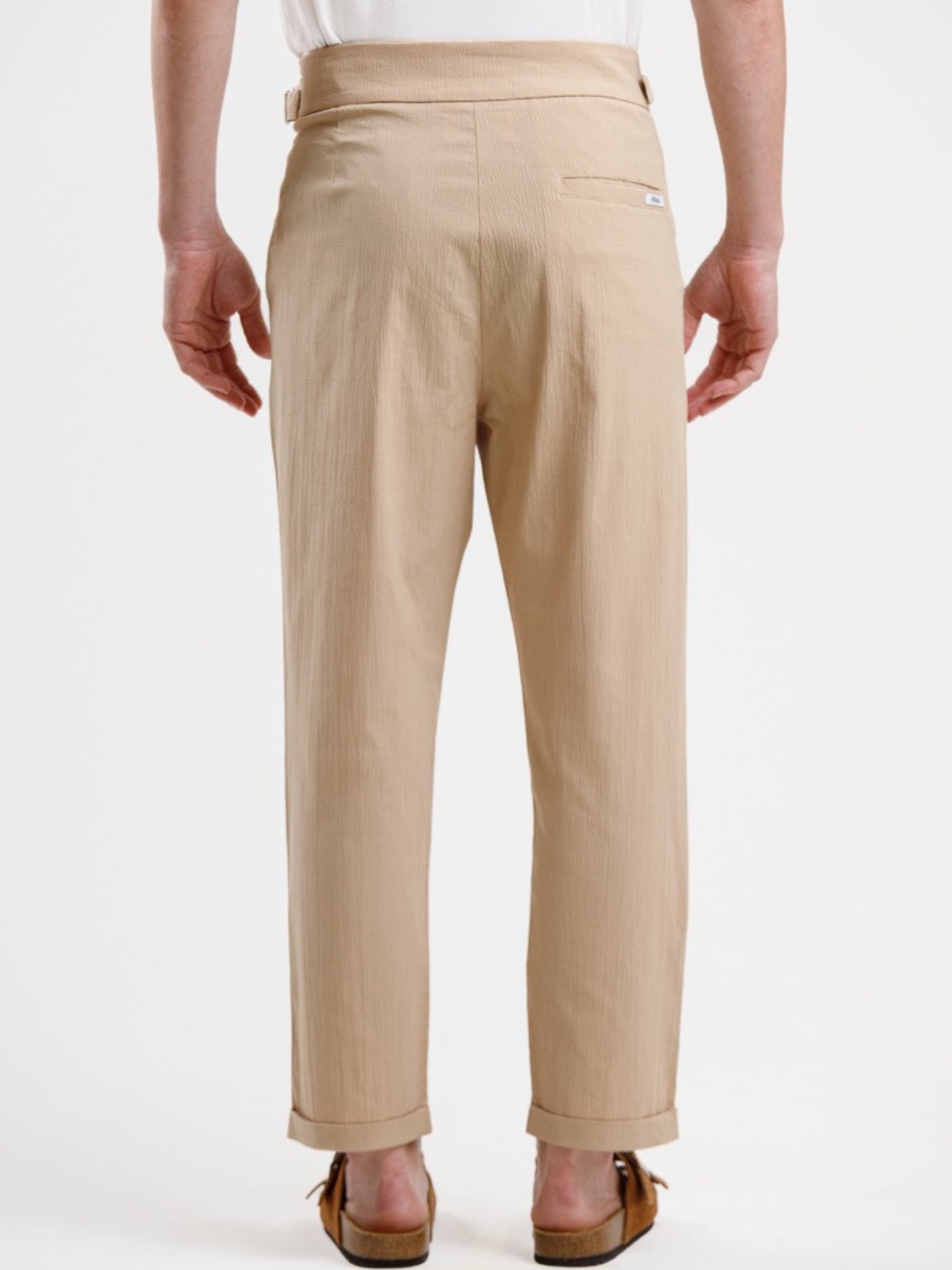 Seersucker Regular Fit Trousers - Khaki