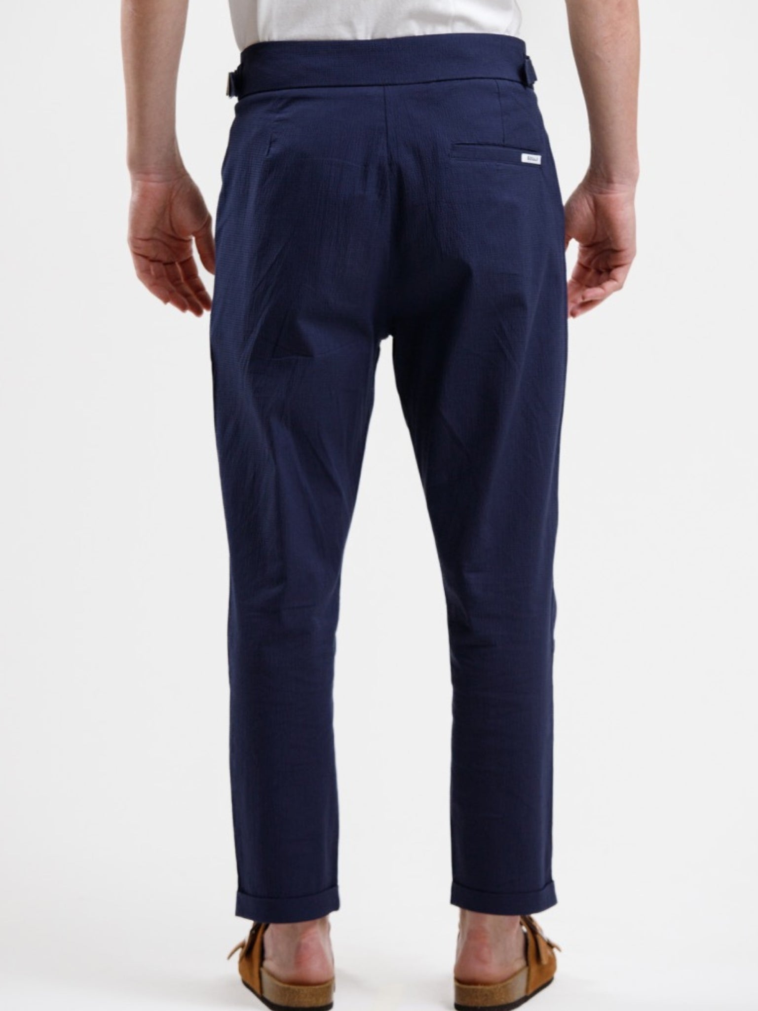 Seersucker Regular Fit Trousers - Blue