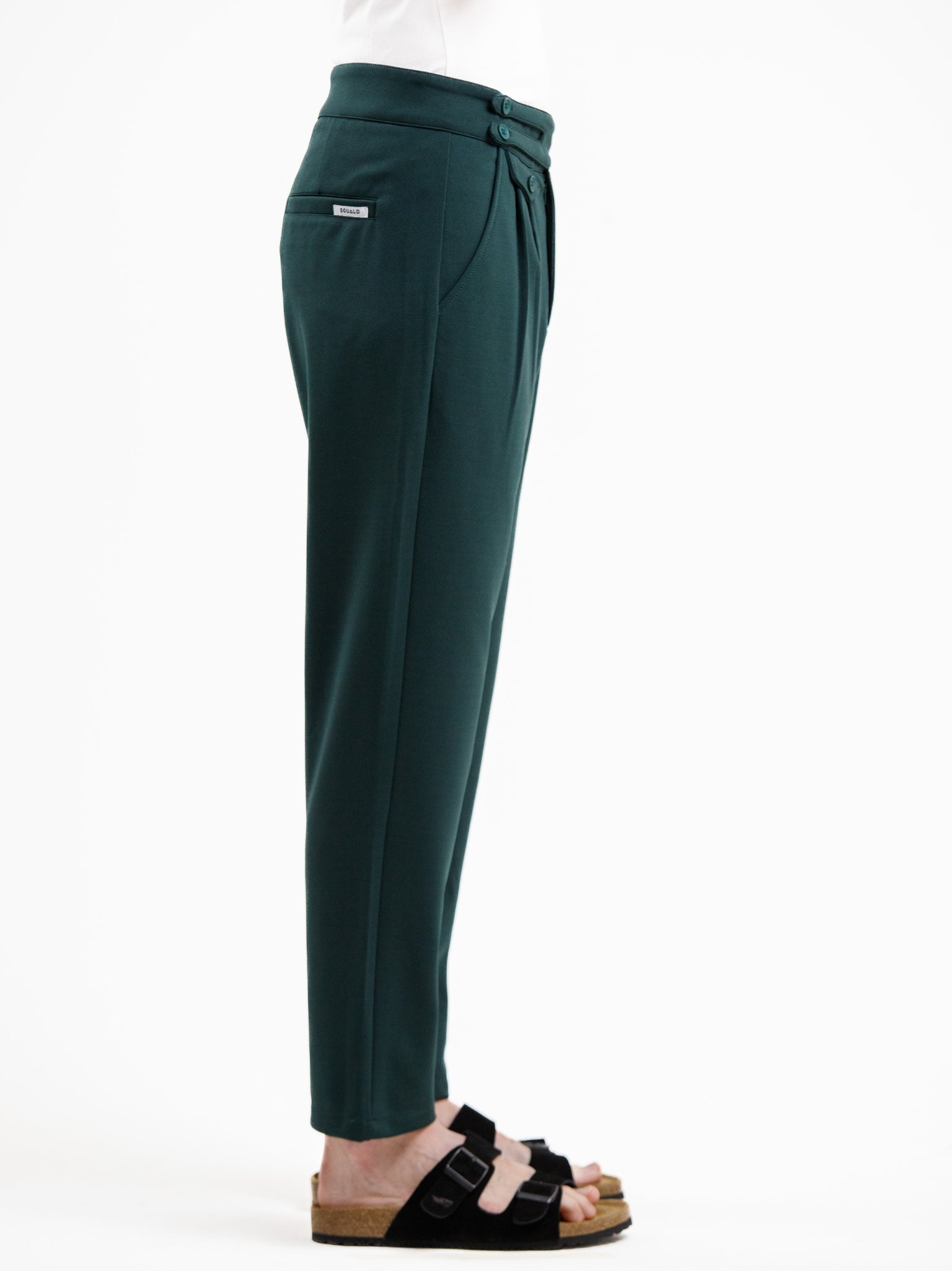 Mid Waist stretch pant - Dark Green