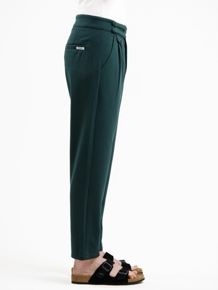 Mid Waist Stretch Pant - Dark Green