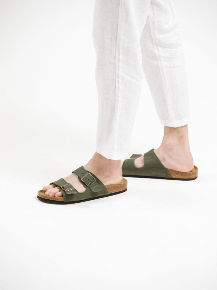 AMALFI SQUALO DOUBLE STRAP SUEDE LEATHER SANDAL 2.0 - GREEN