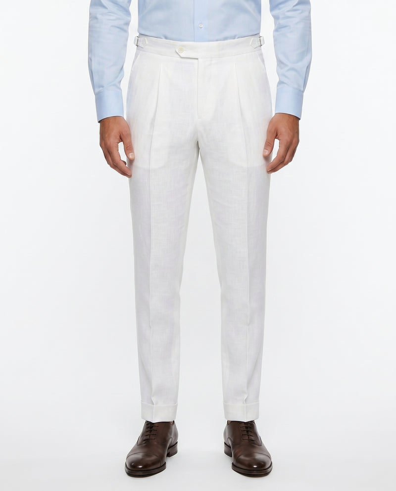 Pleated Linen Trouser - Ivory