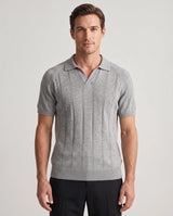 Ribbed Knit Polo, Grey view 1
