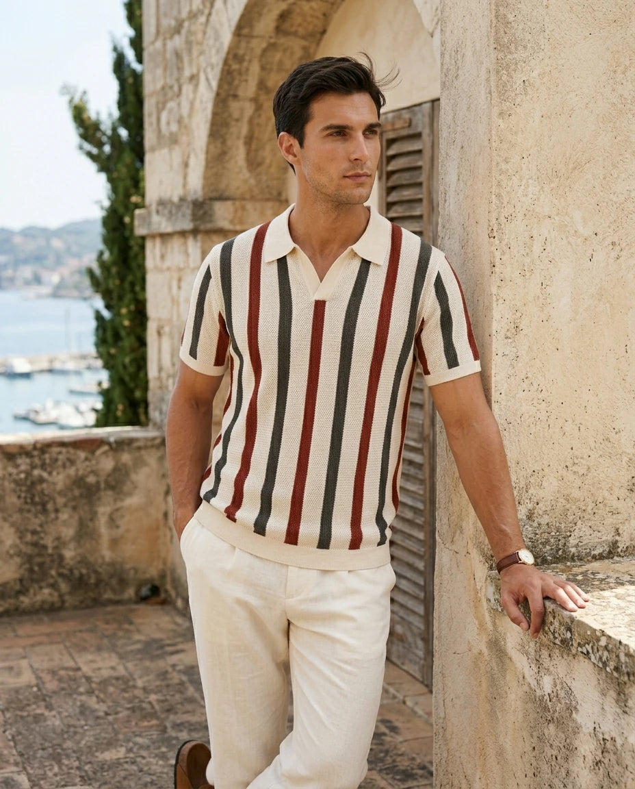Vintage Stripe Knit Polo
