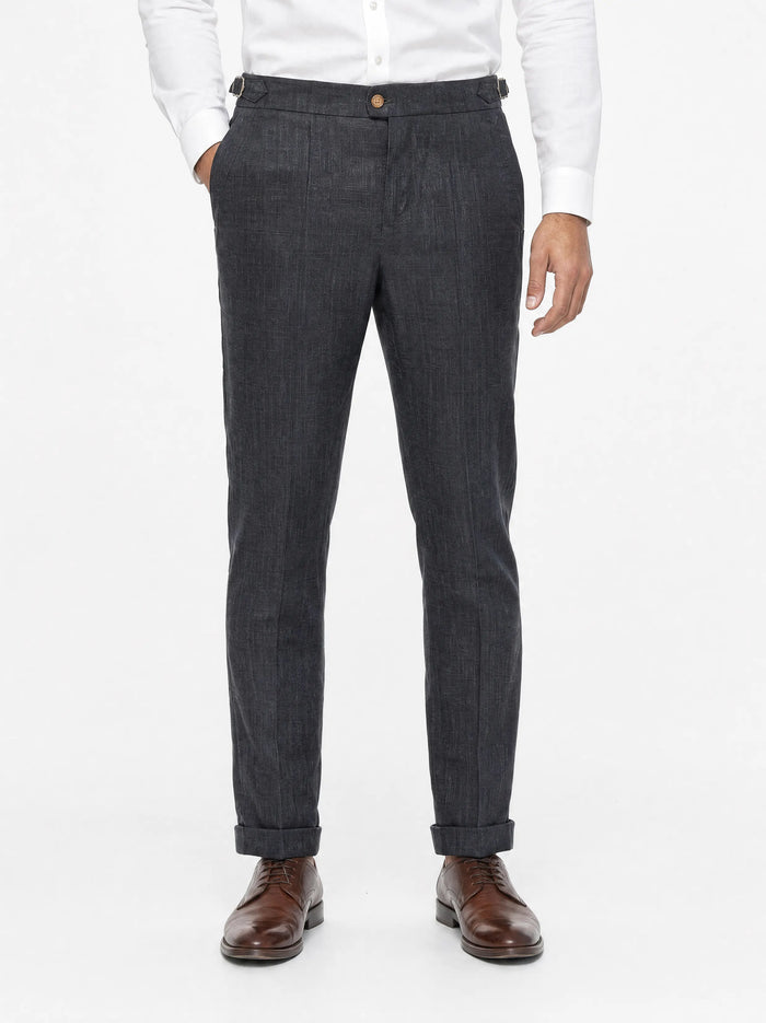 Pleated Linen Trousers, Charcoal