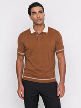 Plain Knit Polo - Coffee view 1
