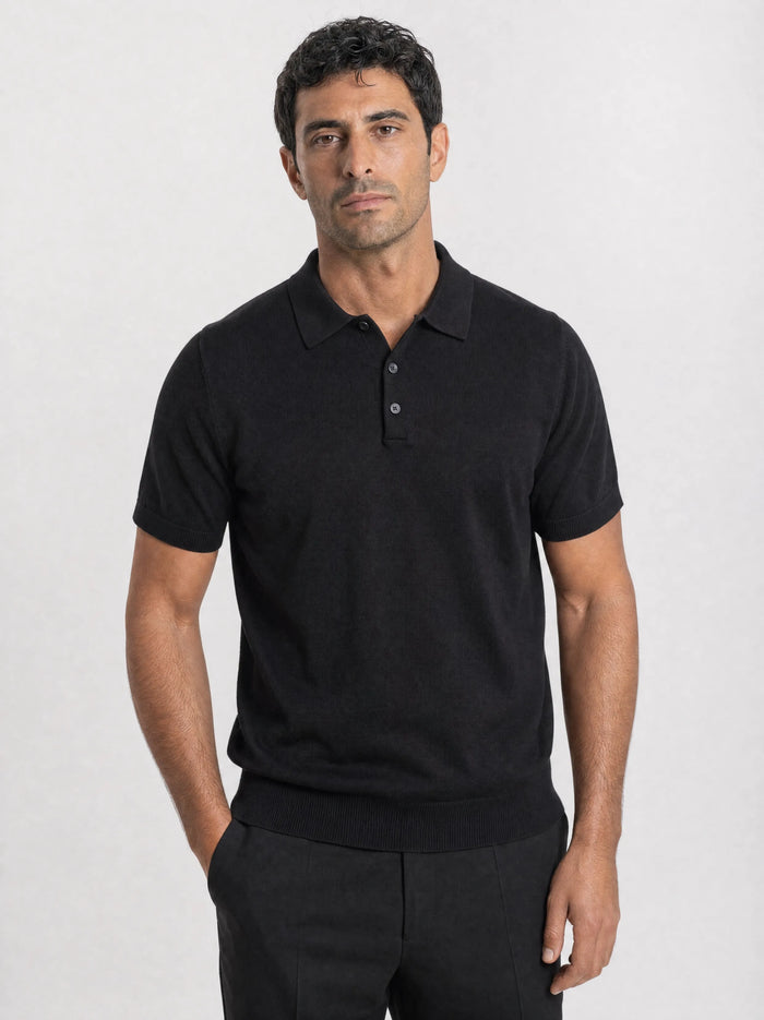 Classic Knit Polo, Black