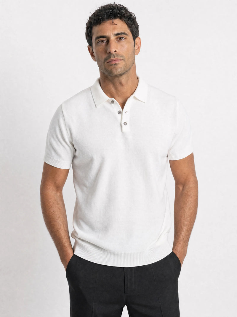 Classic Knit Polo, White