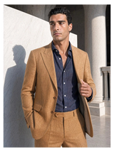 Linen Blazer, Cognac view 2