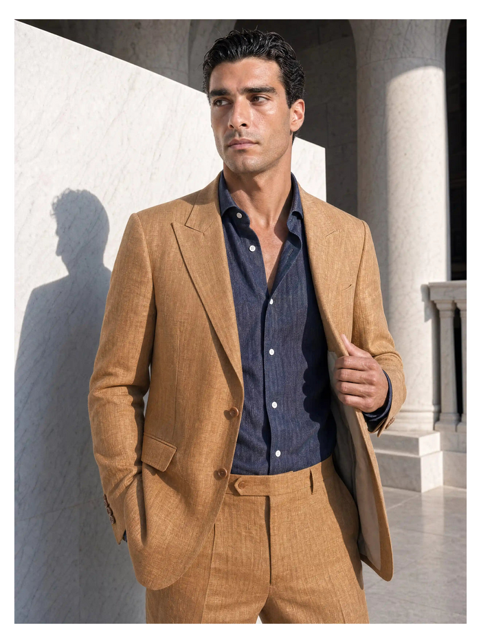 Linen Blazer, Cognac