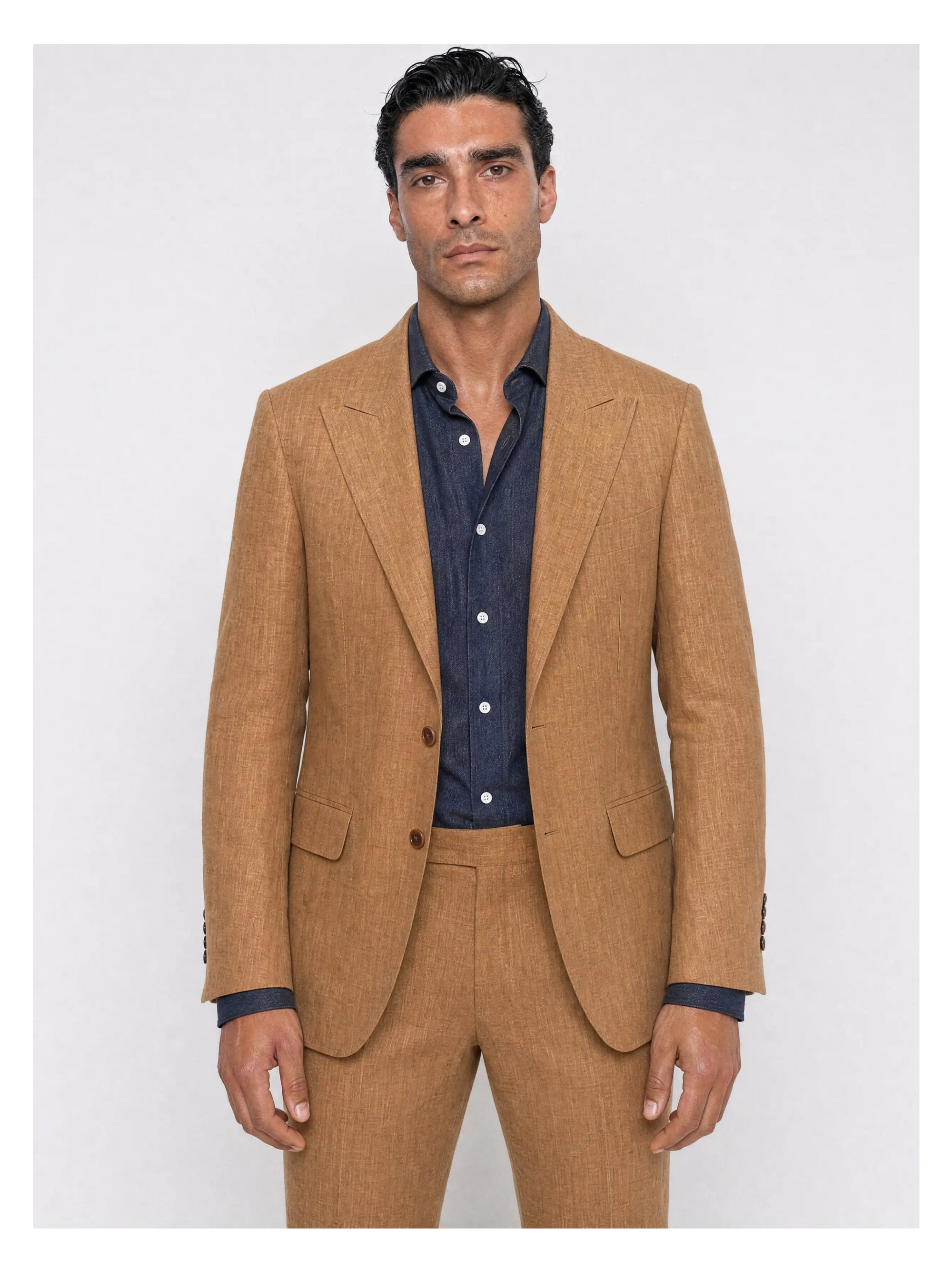 Linen Blazer, Cognac