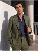 Linen Blazer, Olive view 2