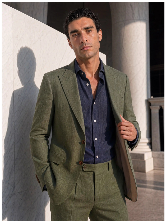 Linen Blazer, Olive