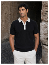 Black Contrast Collar Knit Polo view 2