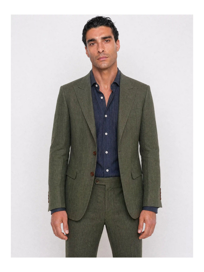 Linen Blazer, Olive