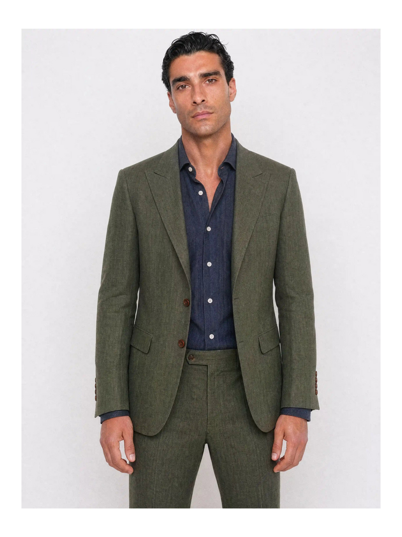 Linen Blazer, Olive