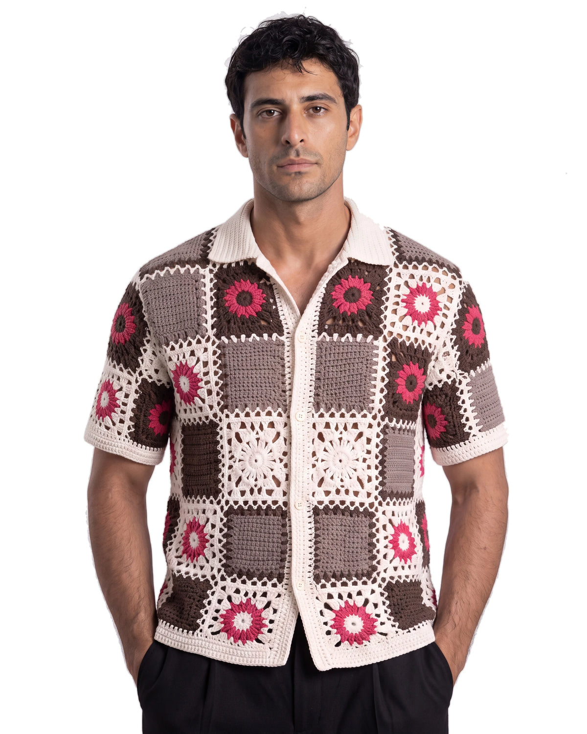 Vernazza Granny-Square Crochet Shirt - White