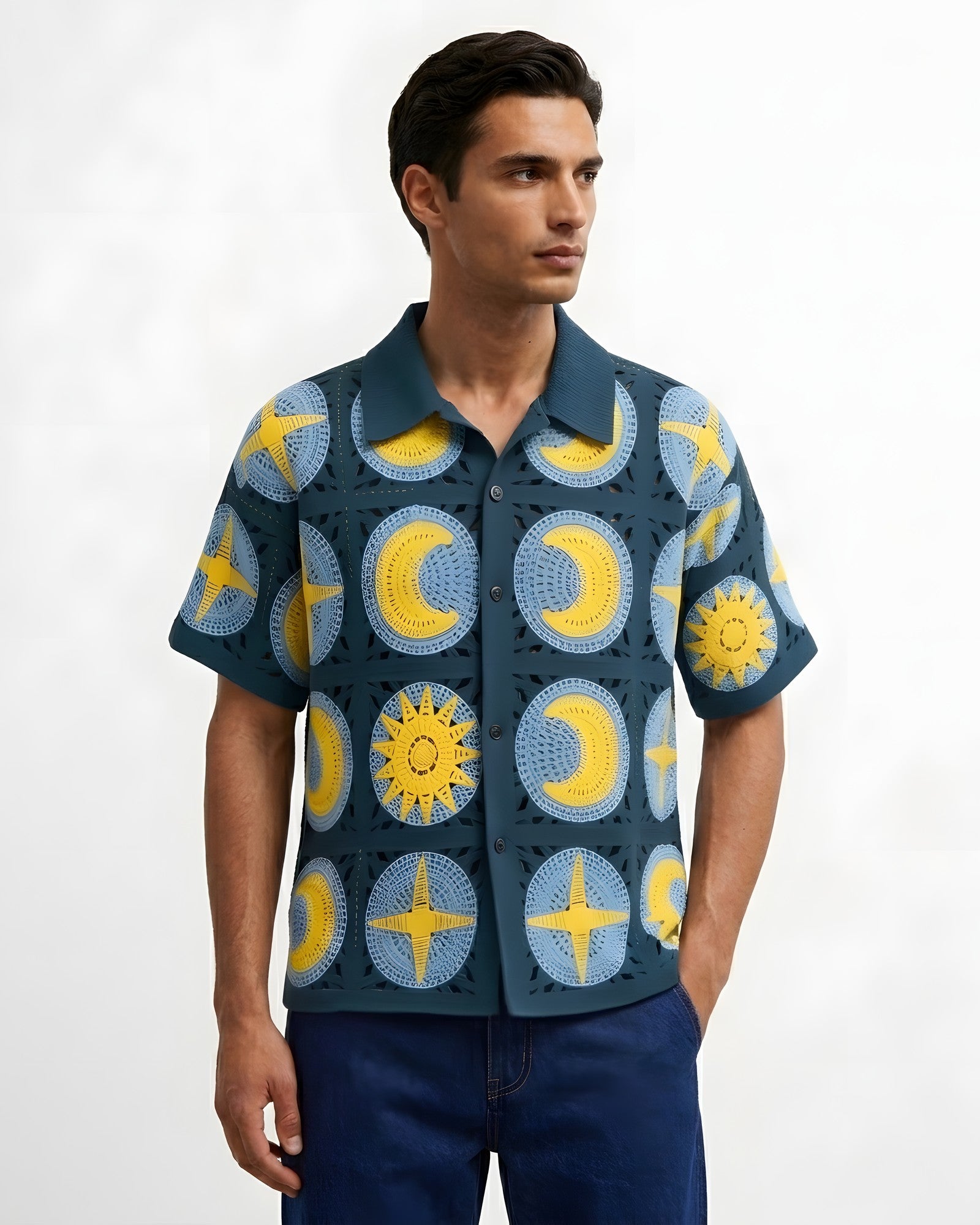 Celeste Crochet Camp Shirt