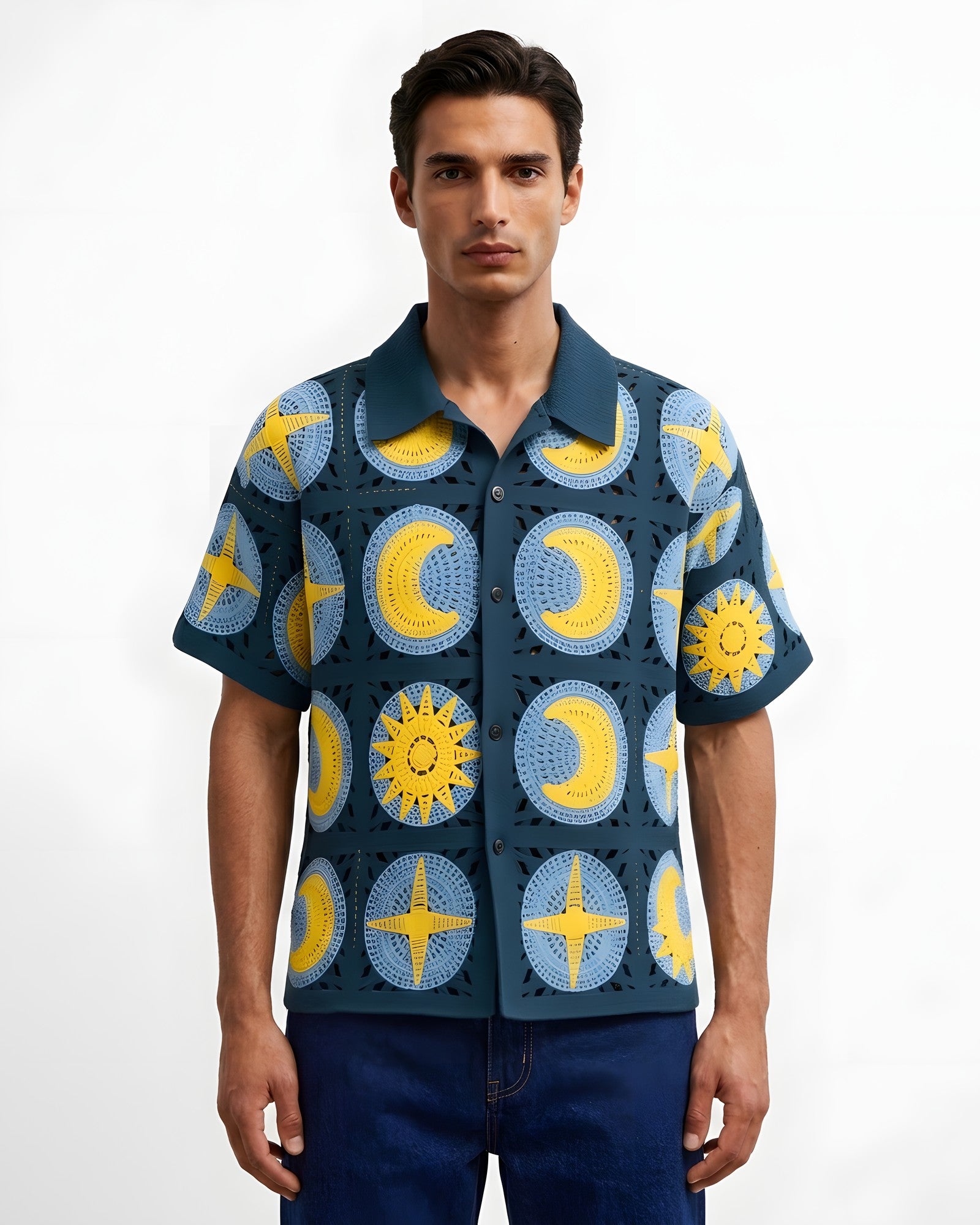 Celeste Crochet Camp Shirt