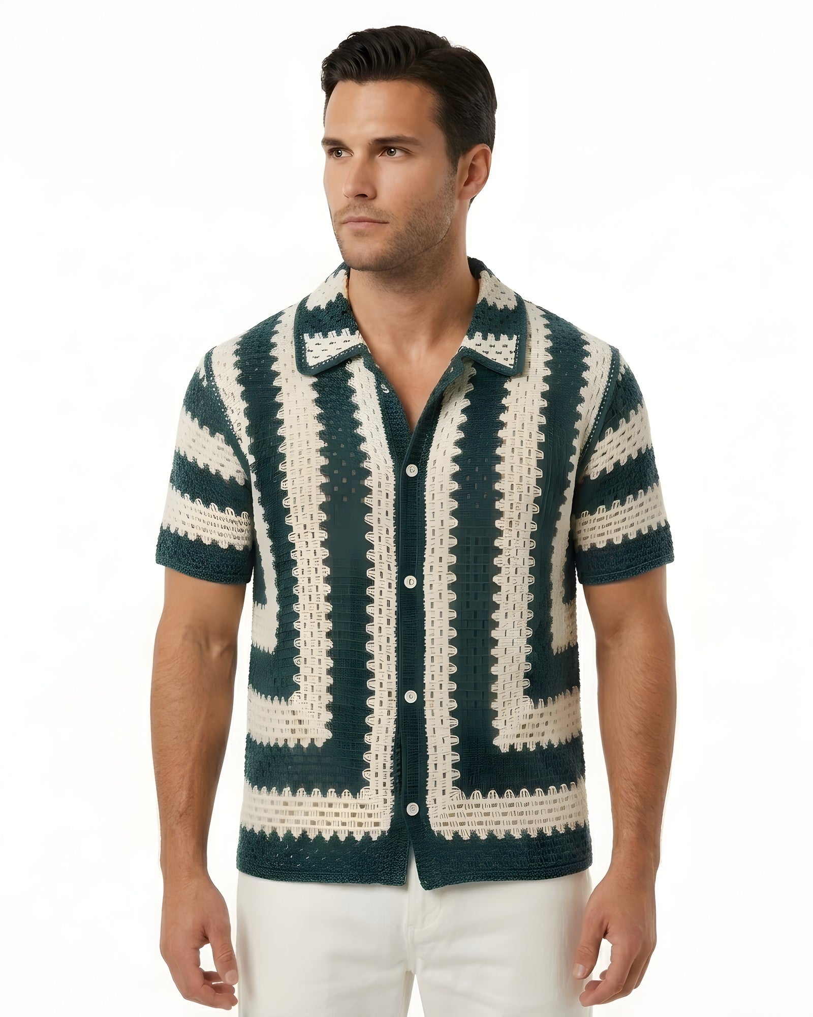Liguria Open-Knit Stripe Shirt