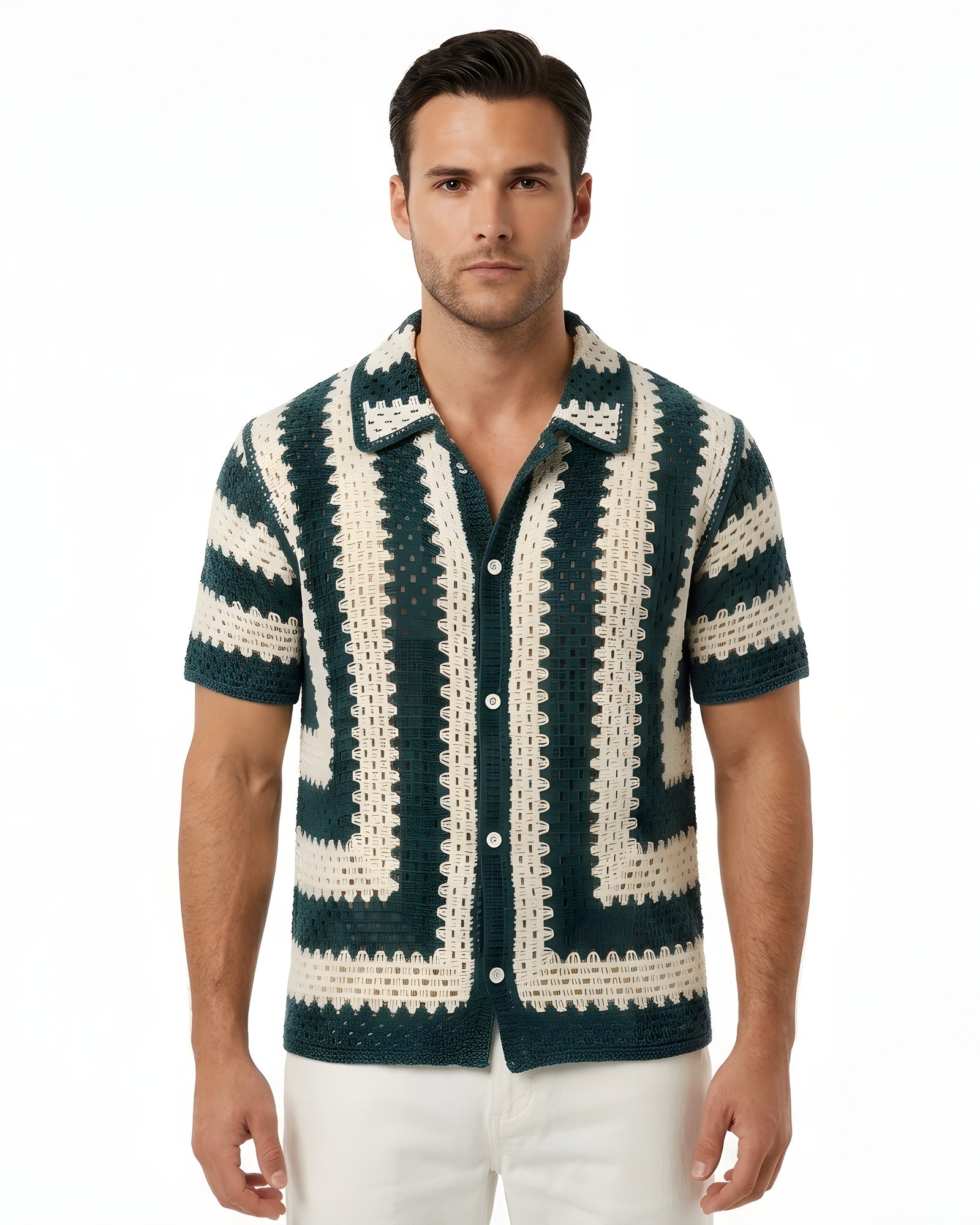 Liguria Open-Knit Stripe Shirt