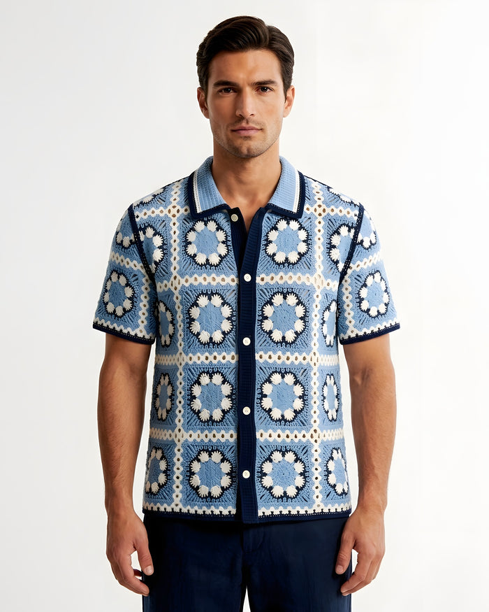 Procida Granny-Square Knit Polo
