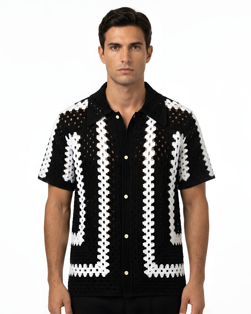 Murano Open-Weave Crochet Shirt