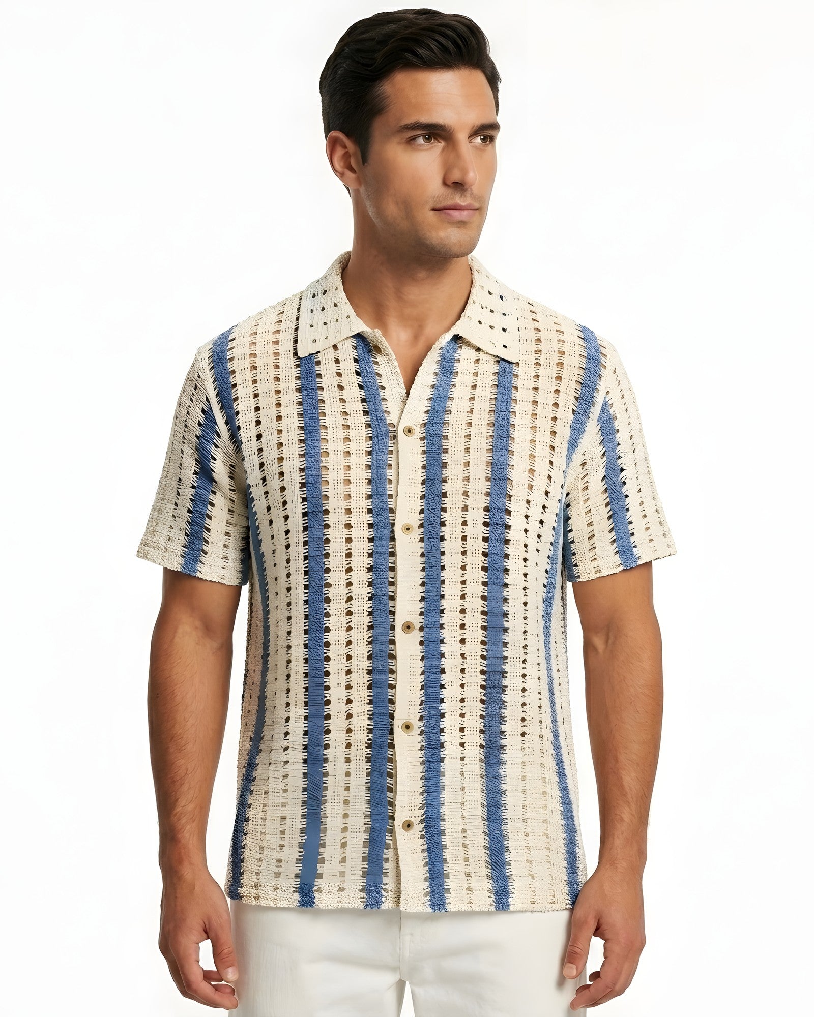 Sardegna Striped Open-Knit Shirt