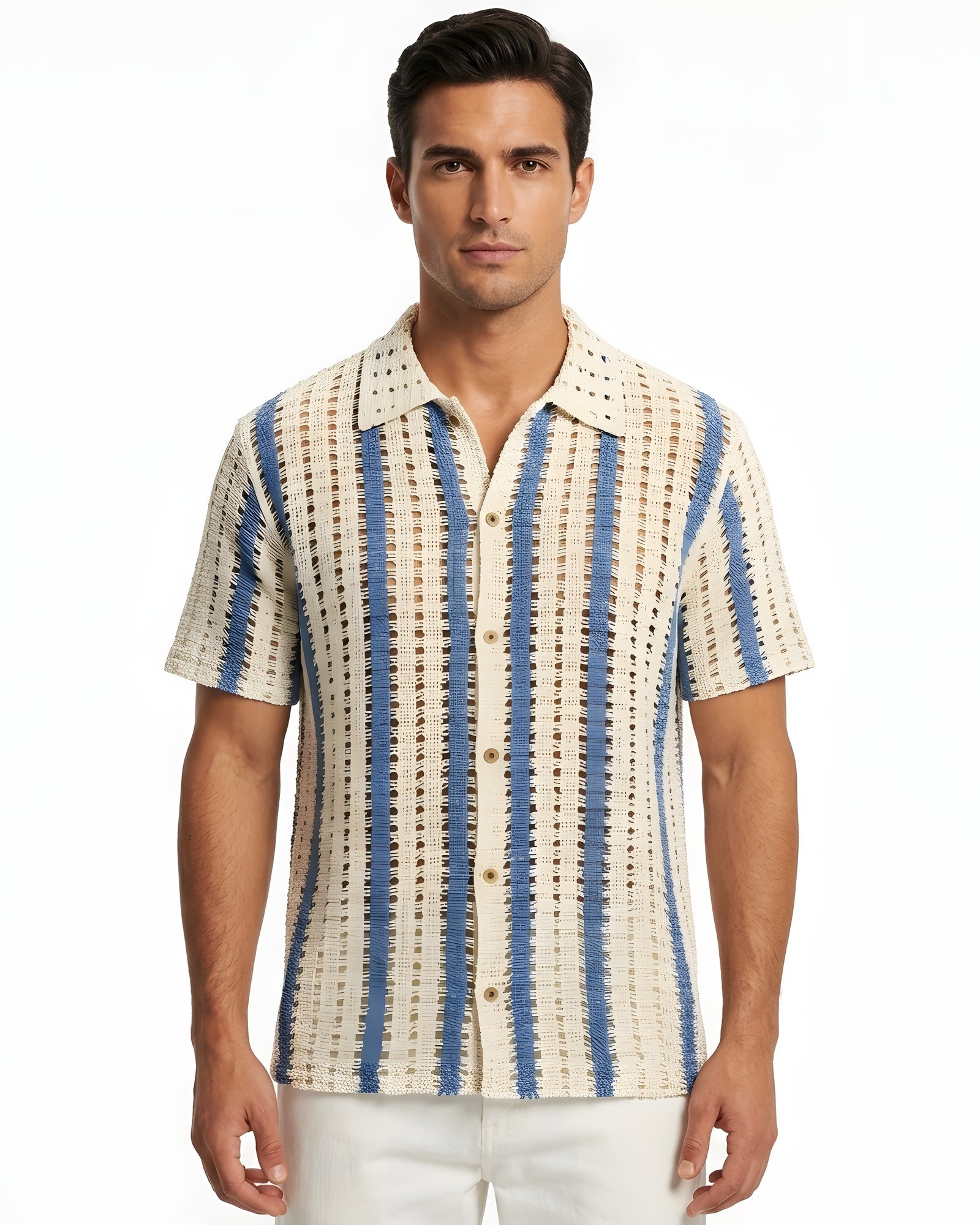 Sardegna Striped Open-Knit Shirt