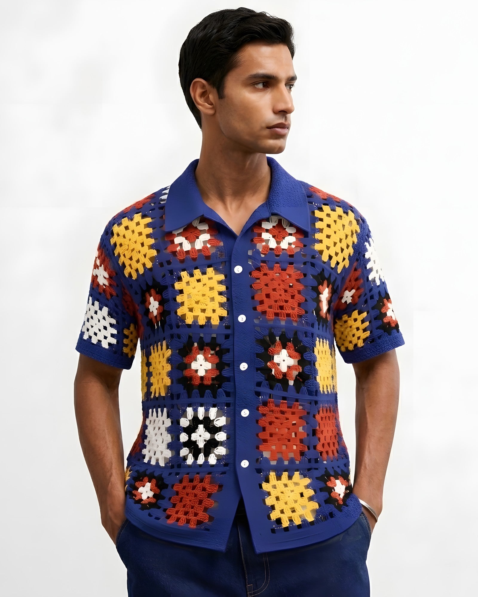 Sorrento Granny-Square Crochet Shirt