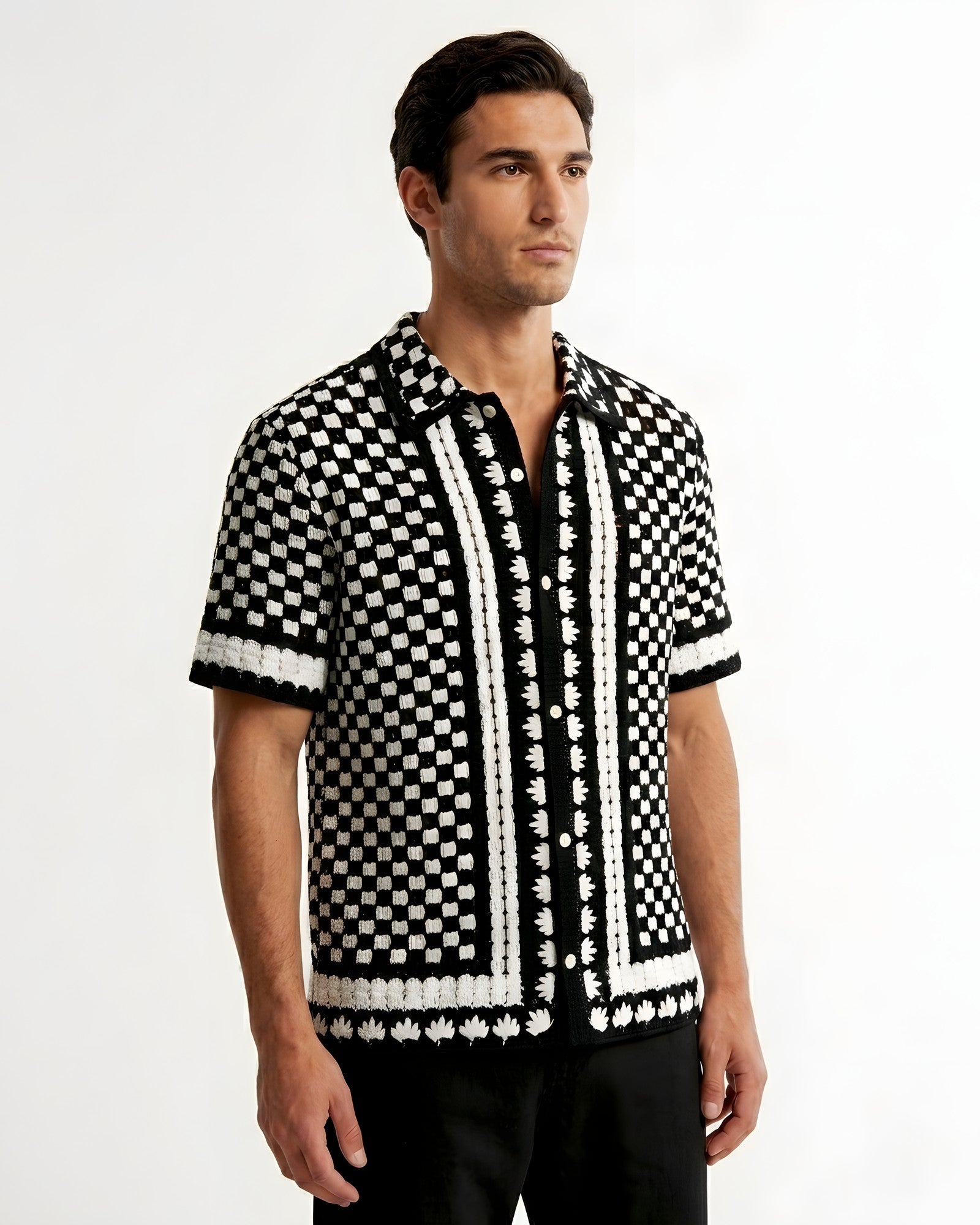 Lido Checkerboard Crochet Shirt