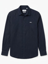Linen Long Sleeve Shirt - Navy view 4