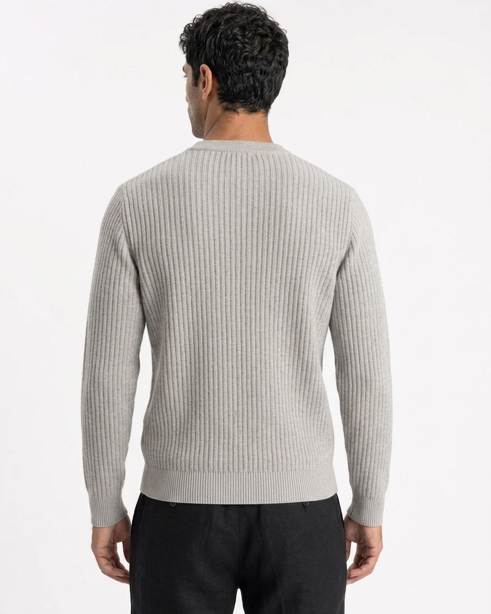 Bergamo Ribbed Three-Button Knit Henley - Beige