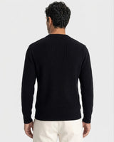 Bergamo Ribbed Three-Button Knit Henley - Black view 3