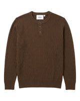 Bergamo Ribbed Three-Button Knit Henley - Brown view 4