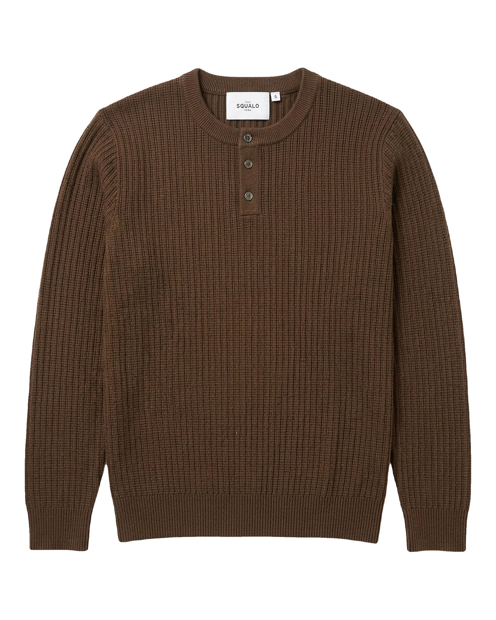 Bergamo Ribbed Three-Button Knit Henley - Brown