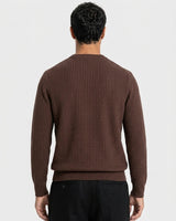 Bergamo Ribbed Three-Button Knit Henley - Brown view 3