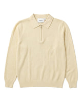 Como Ribbed Quarter-Zip Knit Polo - Cream view 4
