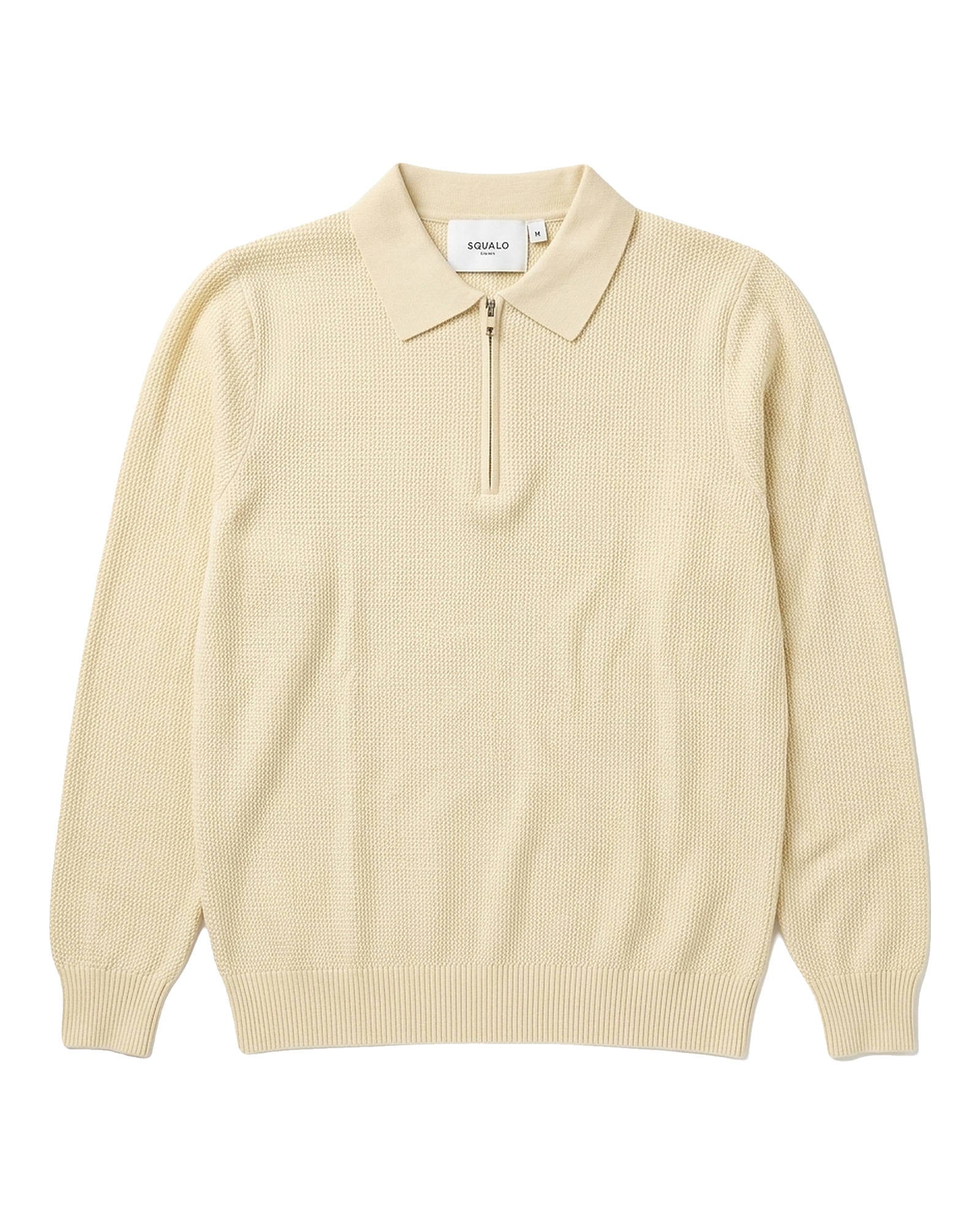 Como Ribbed Quarter-Zip Knit Polo - Cream