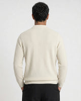 Como Ribbed Quarter-Zip Knit Polo - Cream view 3