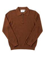 Como Ribbed Quarter-Zip Knit Polo - Espresso view 4
