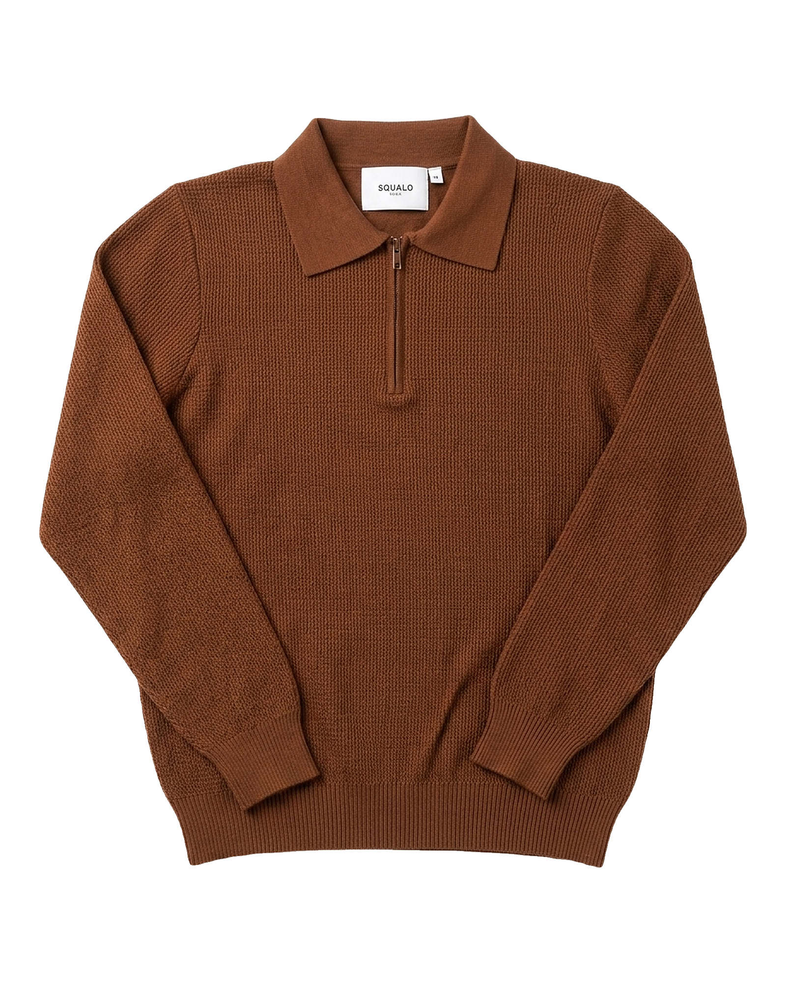 Como Ribbed Quarter-Zip Knit Polo - Espresso