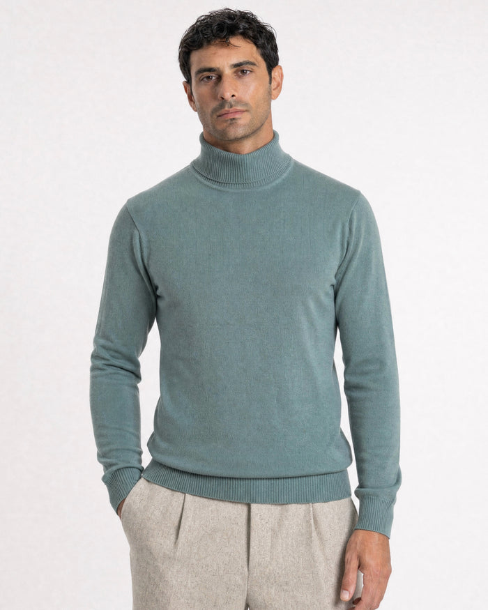 Milano Fine-Gauge Knit Turtleneck - Sage Green