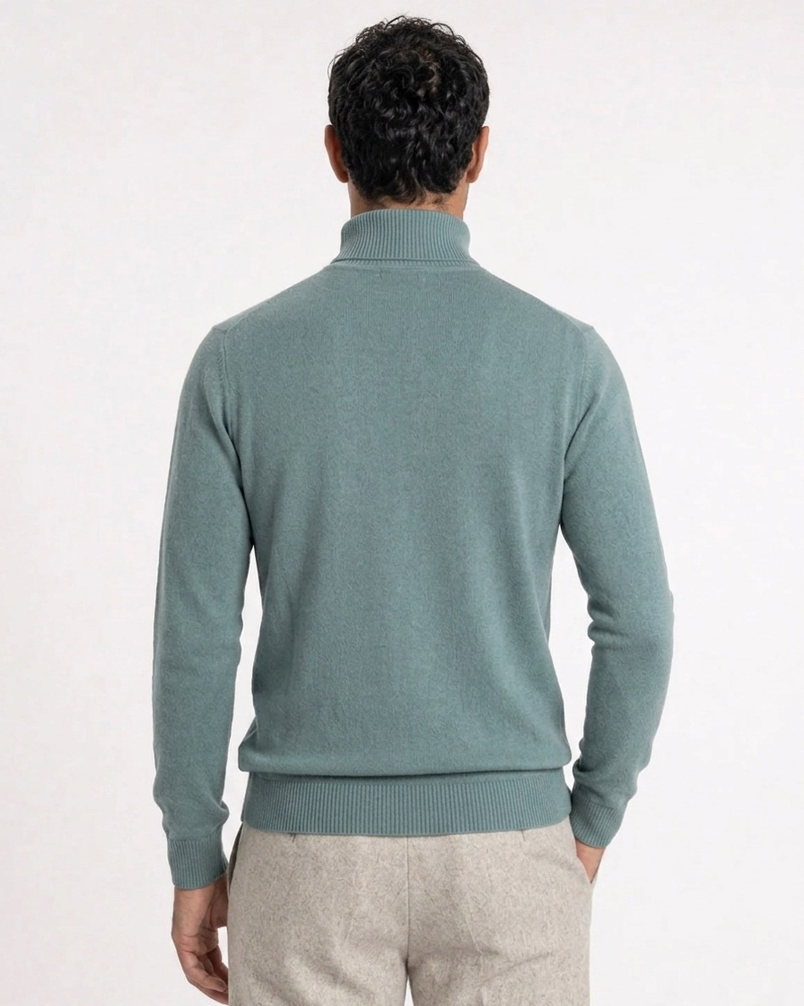 Milano Fine-Gauge Knit Turtleneck - Sage Green