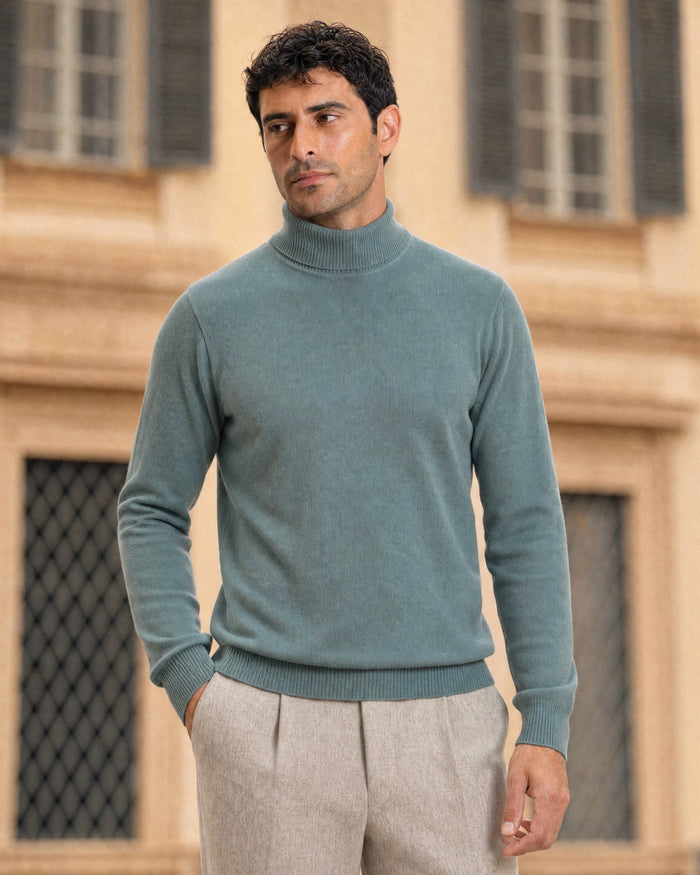Milano Fine-Gauge Knit Turtleneck - Sage Green