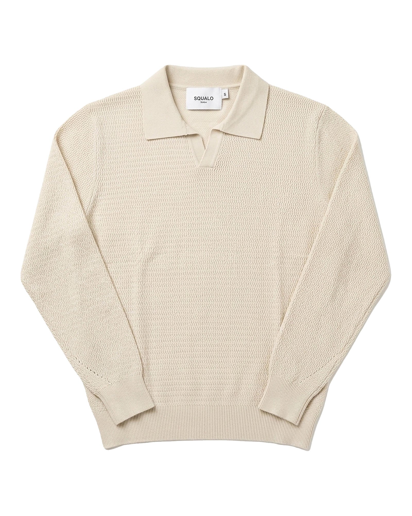 Sirmione Wave-Textured Open-Collar Knit Polo - Beige