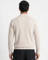 Sirmione Wave-Textured Open-Collar Knit Polo - Beige view 3