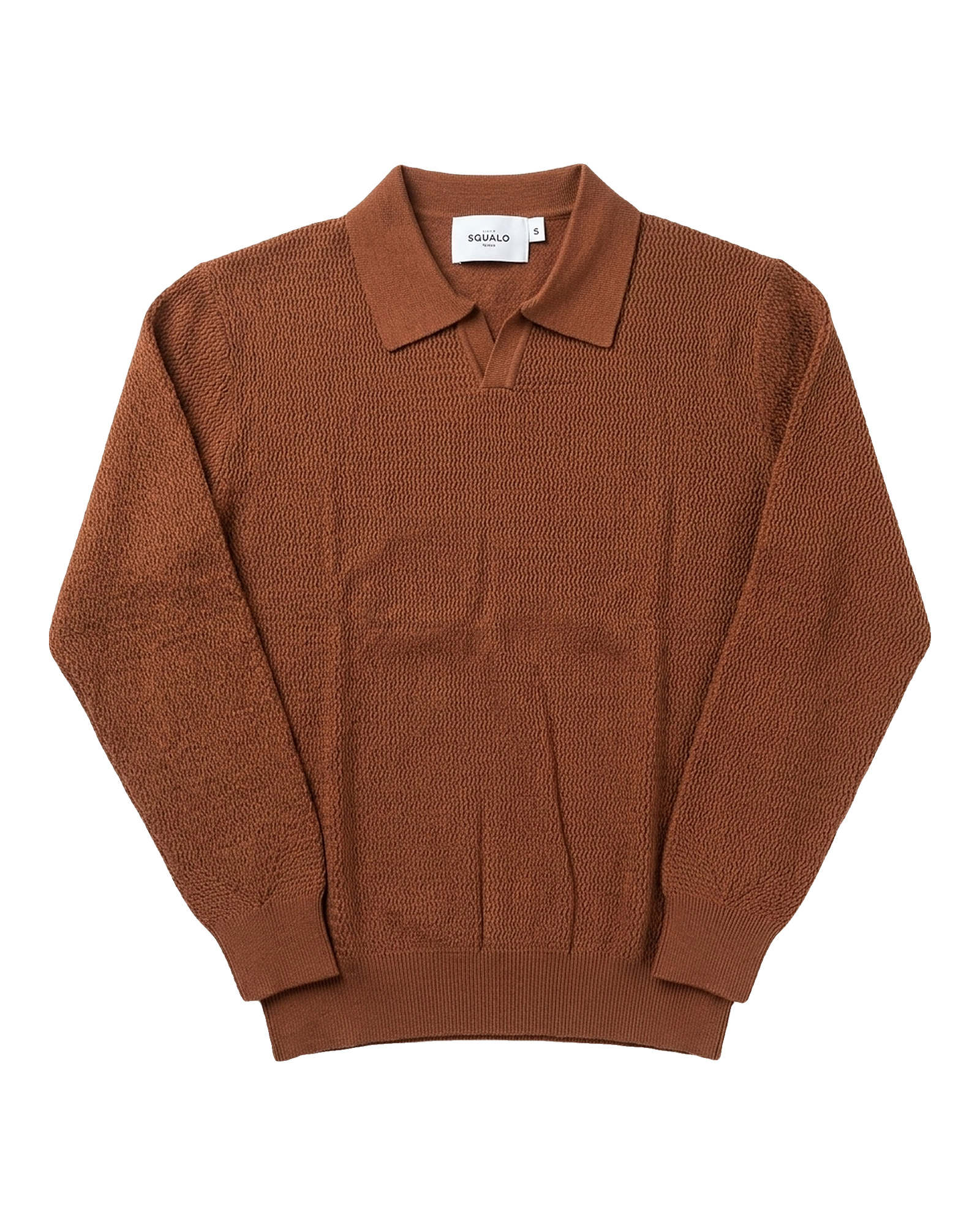 Sirmione Wave-Textured Open-Collar Knit Polo - Brown