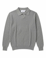 Sirmione Wave-Textured Open-Collar Knit Polo - Grey view 4