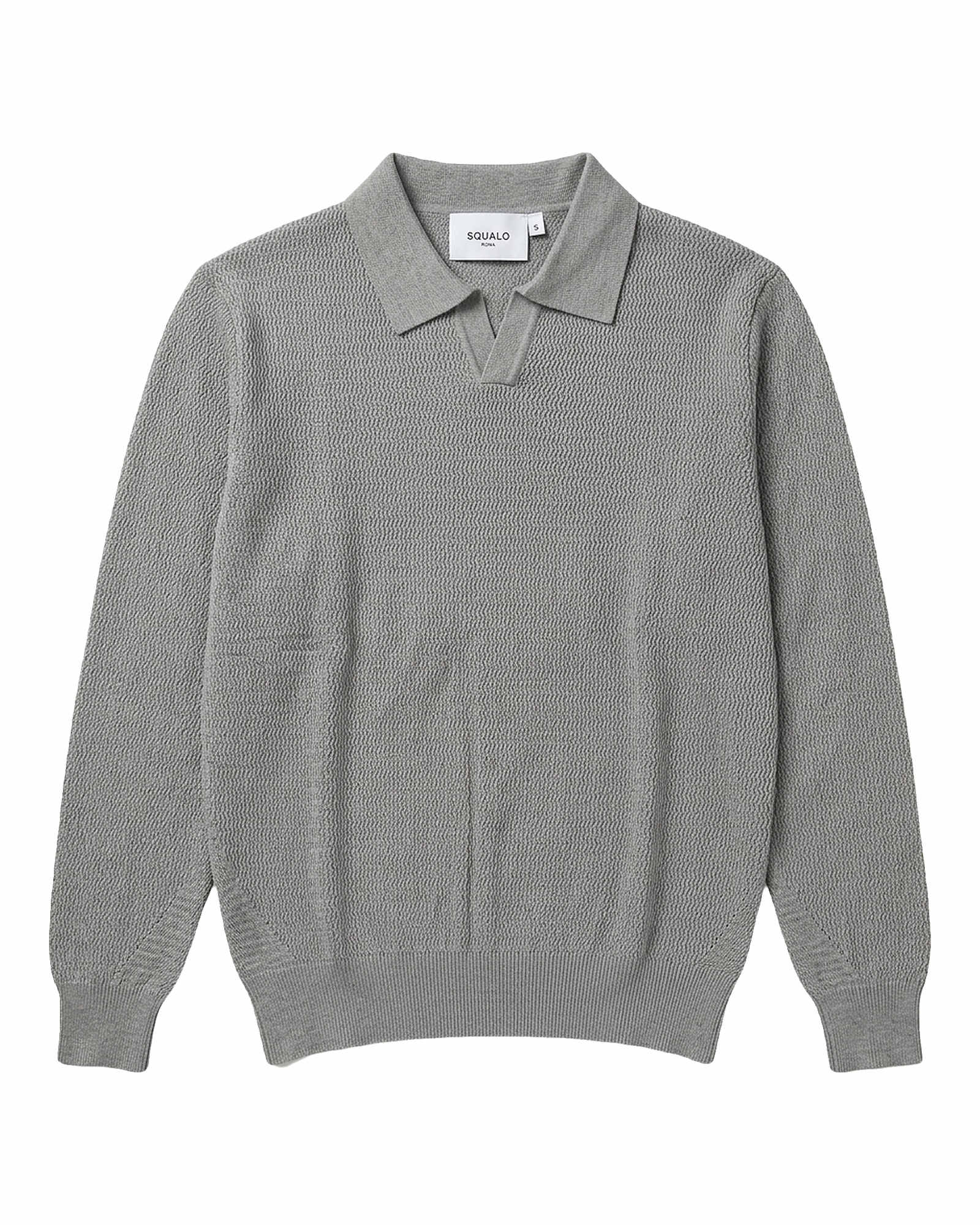Sirmione Wave-Textured Open-Collar Knit Polo - Grey